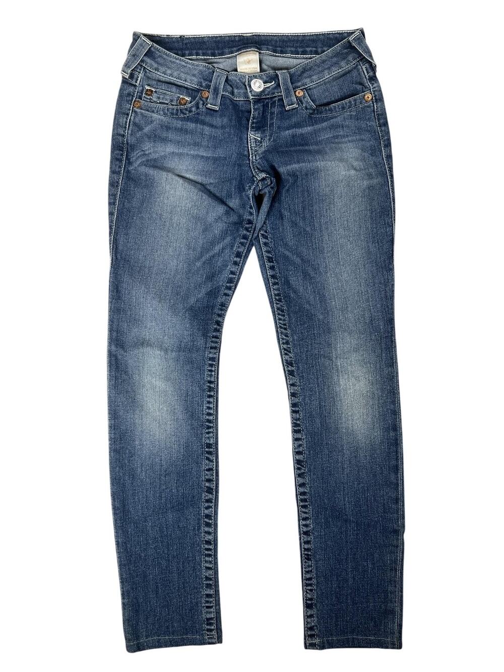 True Religion Pants Womens 27 Blue Jegging Stretch Rhinestone Pockets Slim